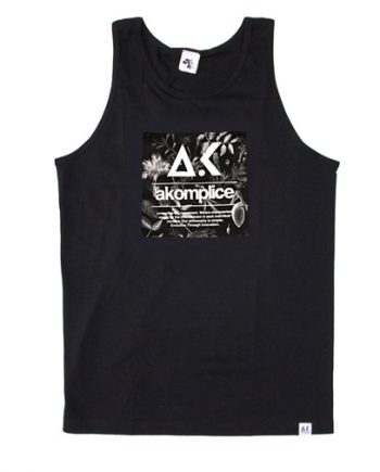 Black Floral Box Logo Tank